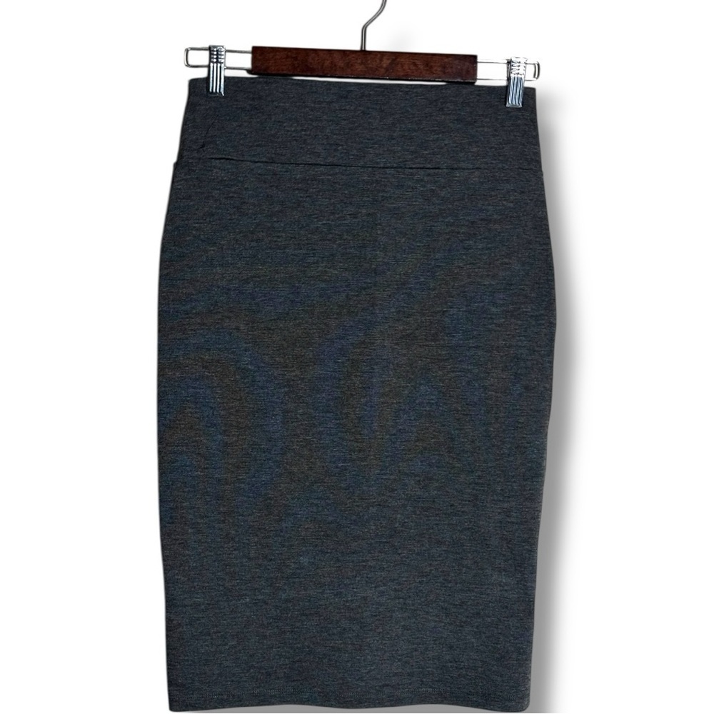 Liz&Sara Elegant Heather Gray Women's Midi High Waisted Bodycon Pencil Skirt - Picture 12 of 14
